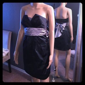 Navy and silvery gray party dress
